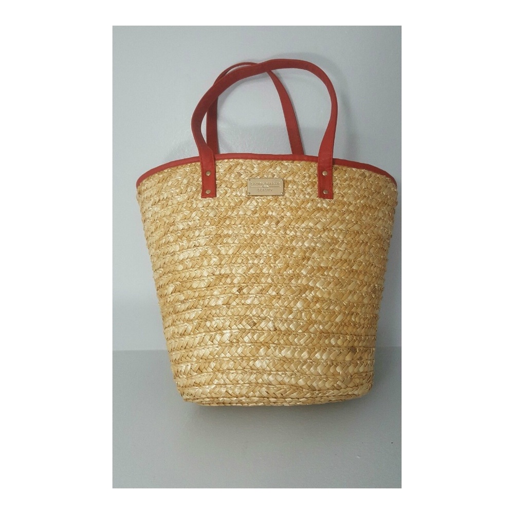 Laura Geller Beauty Large Beach Bag Picnic Straw